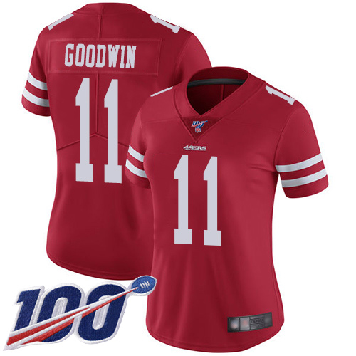 San Francisco 49ers Limited Red Women #11 Marquise Goodwin Home NFL Jersey 100th Vapor Untouchable